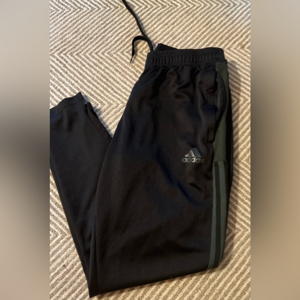 Adidas Kids Black and Dark Green Joggers